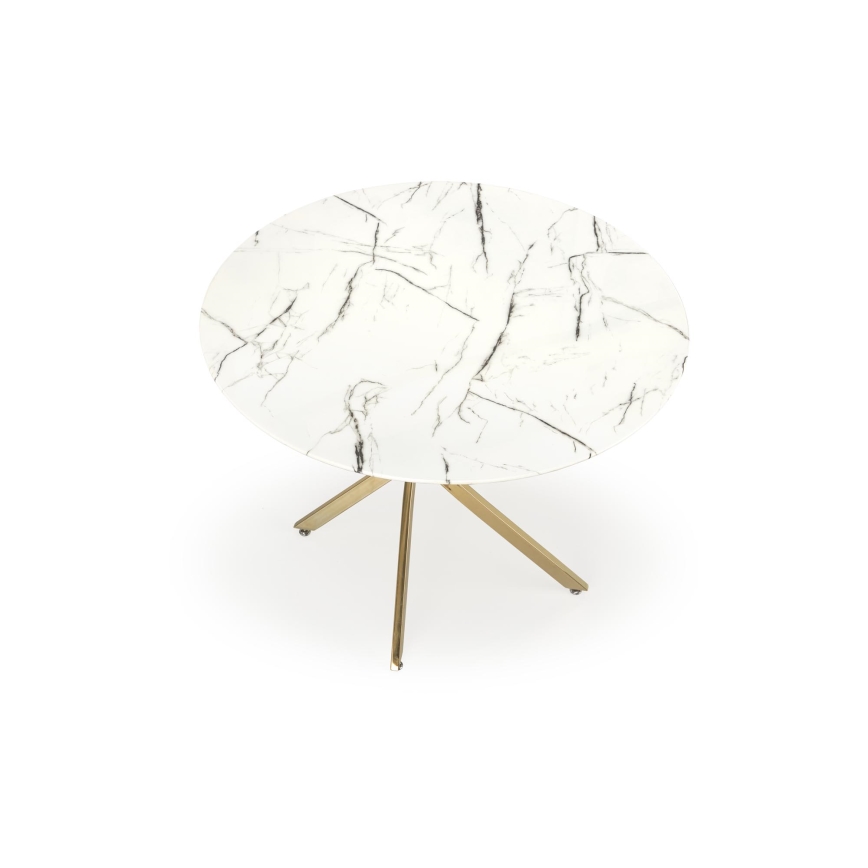 Masă de dining ESTEN 100 cm alb/auriu