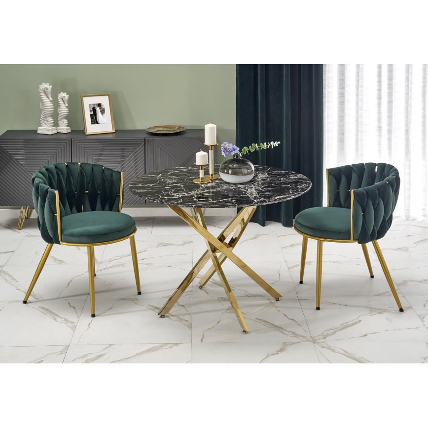 Masă de dining ESTEN 100 cm, negru/auriu