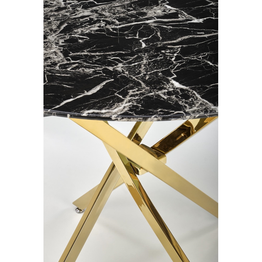 Masă de dining ESTEN 100 cm, negru/auriu