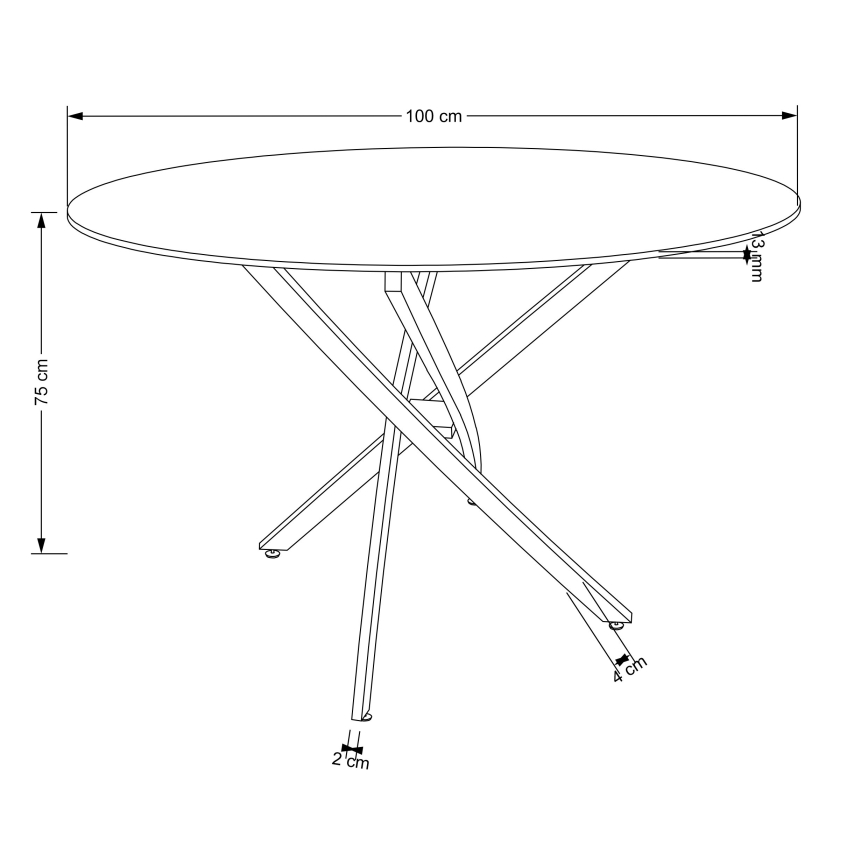 Masă de dining ESTEN 100 cm, negru/auriu