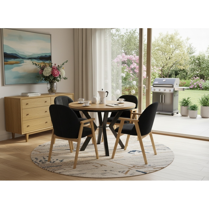 Masă de dining extensibilă CONVI 100/140 x 73 cm, stejar craft/negru