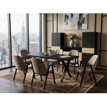 Masă de dining extensibilă DOMO 150/190x80 cm, neagră
