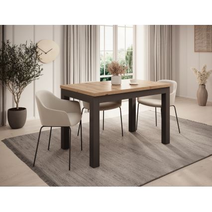 Masă de dining extensibilă DOO 120/160 x 75 cm, stejar Artisan/negru