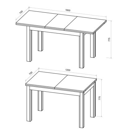 Masă de dining extensibilă DOO 120/160 x 75 cm, stejar Artisan/negru