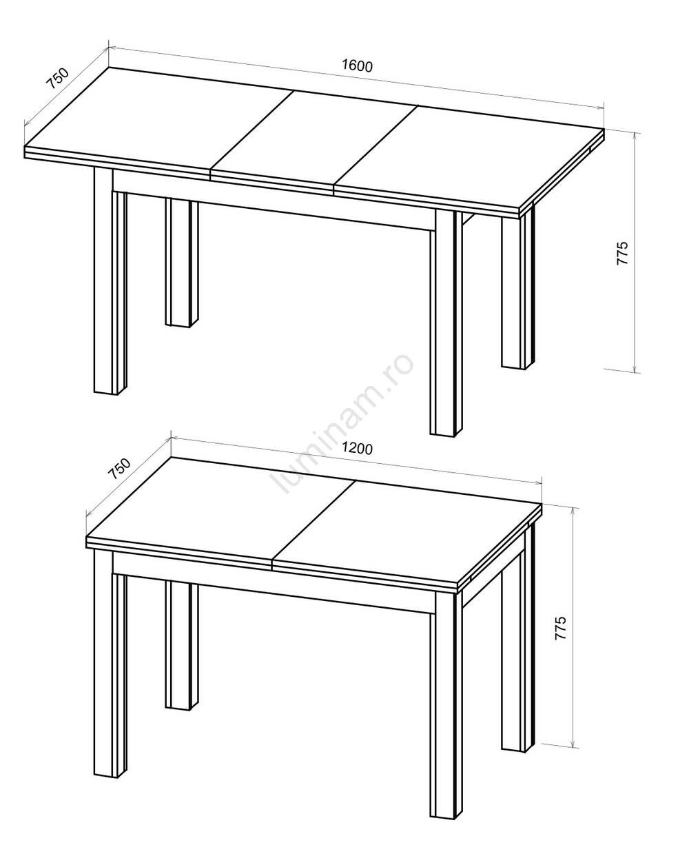 Masă de dining extensibilă DOO 120/160 x 75 cm, stejar Artisan