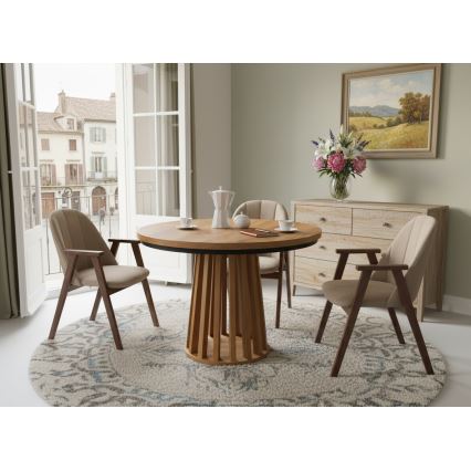 Masă de dining extensibilă NEXUS 100/140x77 cm, stejar Lefkas/negru