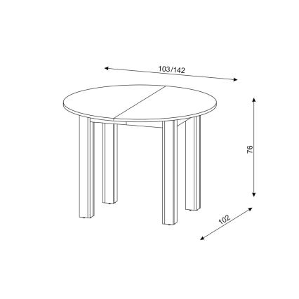 Masă de dining extensibilă WILY, stejar artisan/negru