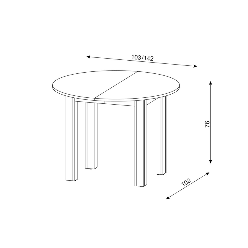 Masă de dining extensibilă WILY, stejar artisan/negru