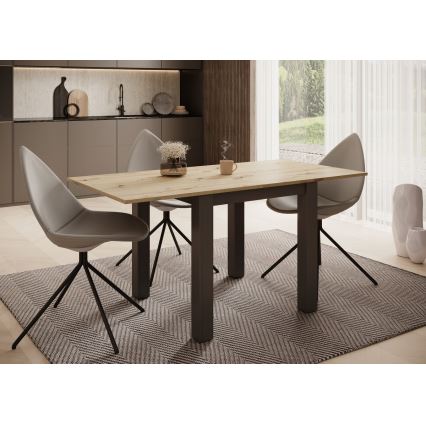 Masă de dining extensibilă ZARO, 80/160 x 80 cm, stejar artisan/negru