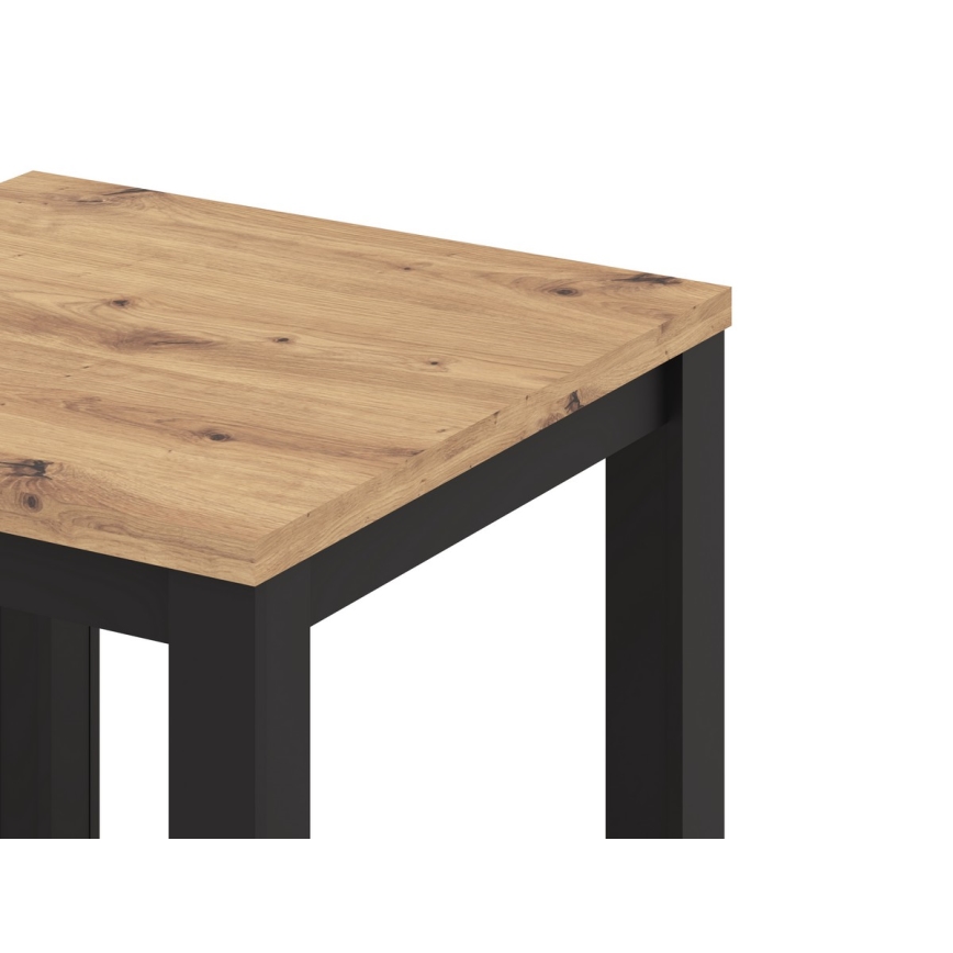 Masă de dining extensibilă ZARO, 80/160 x 80 cm, stejar artisan/negru