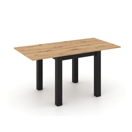 Masă de dining extensibilă ZARO, 80/160 x 80 cm, stejar artisan/negru