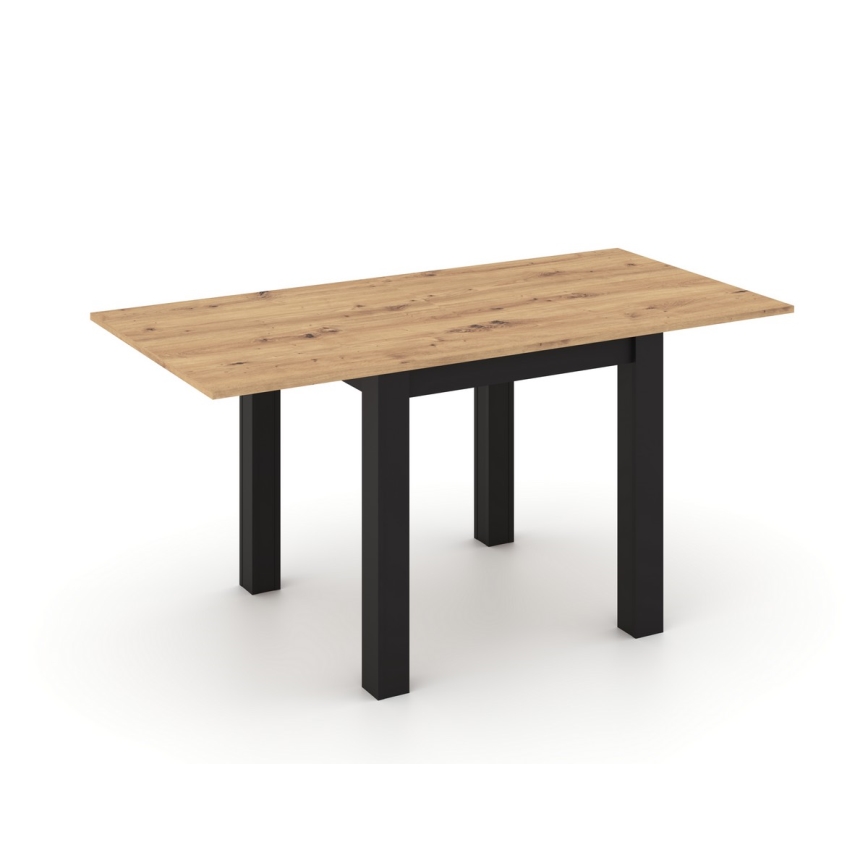 Masă de dining extensibilă ZARO, 80/160 x 80 cm, stejar artisan/negru