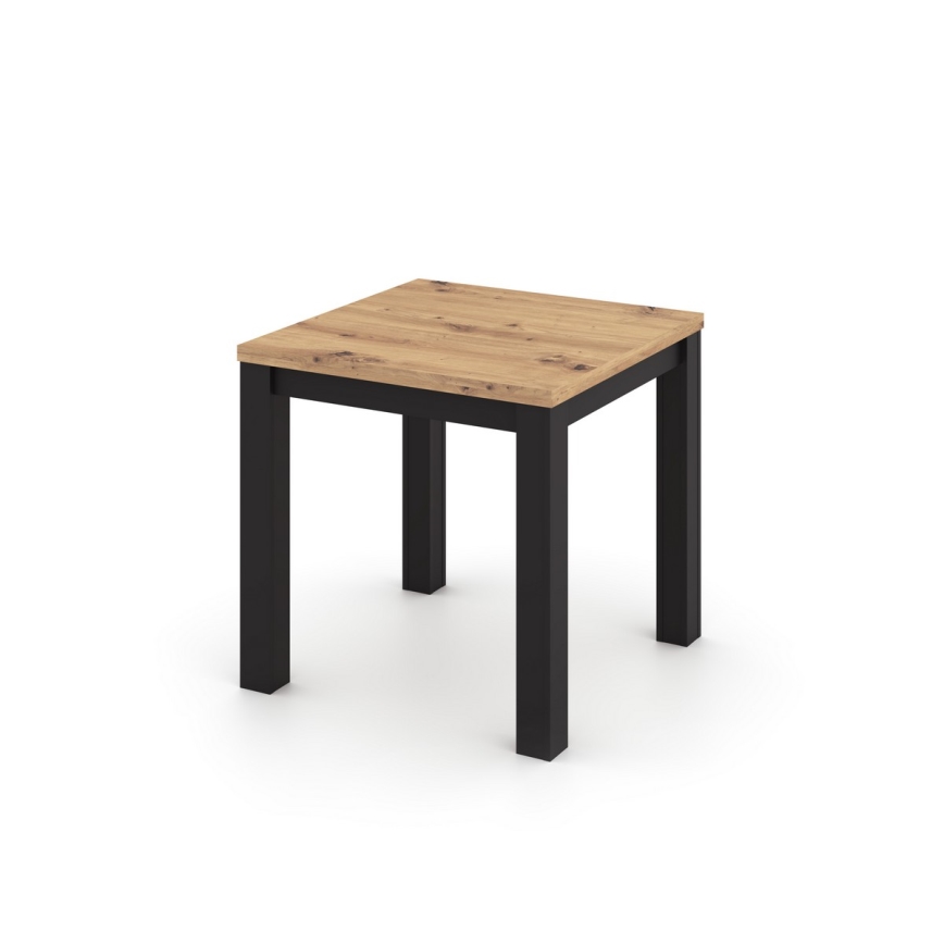 Masă de dining extensibilă ZARO, 80/160 x 80 cm, stejar artisan/negru