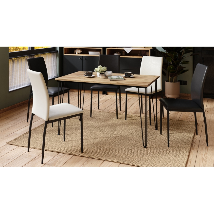 Masă de dining HALIJA cu decor Stejar Craft