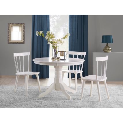 Masă de dining KOTI, diametru 106 cm, albă