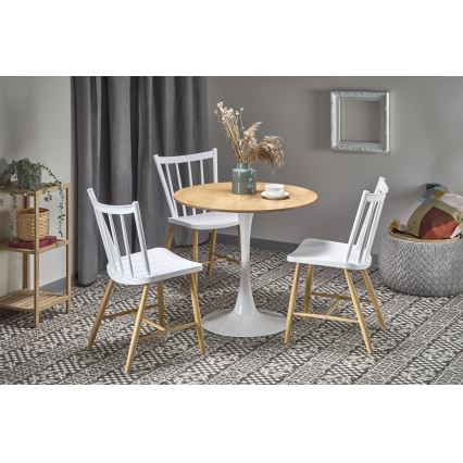 Masă de dining LUGI Ø 80 cm, maro/albă