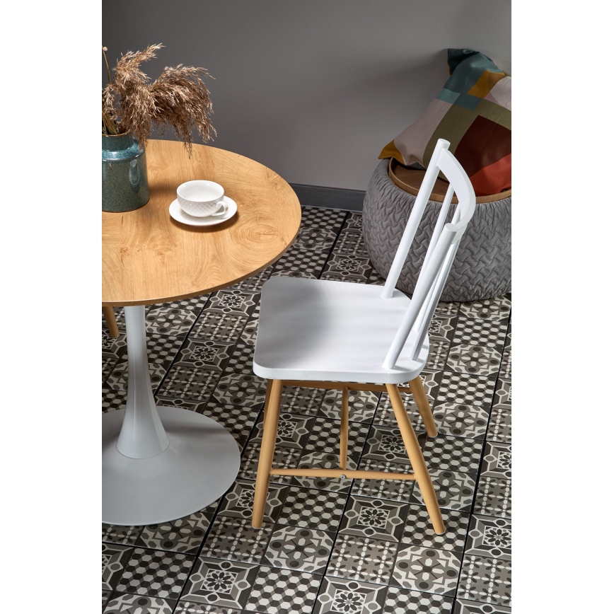 Masă de dining LUGI Ø 80 cm, maro/albă