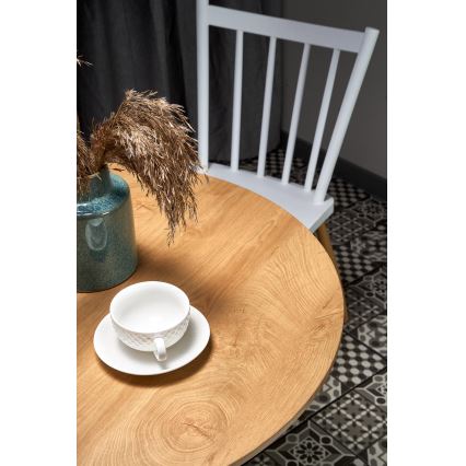 Masă de dining LUGI Ø 80 cm, maro/albă