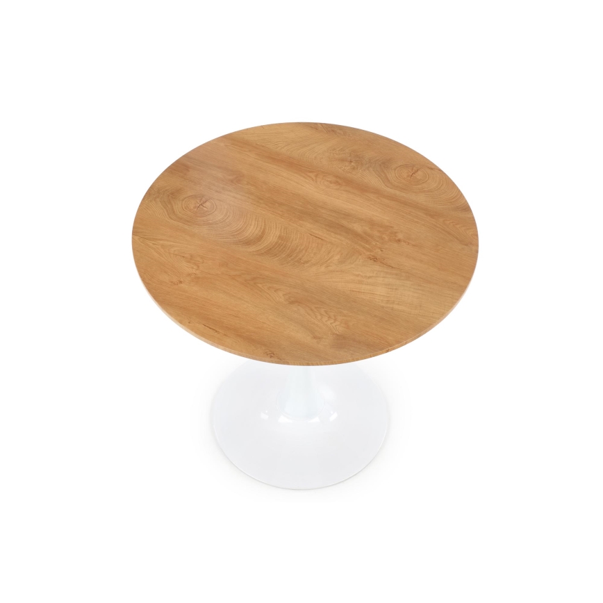 Masă de dining LUGI Ø 80 cm, maro/albă
