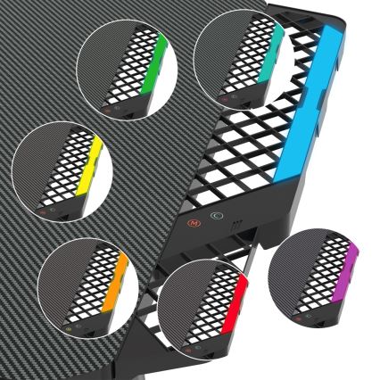 Masă de joc SNAKE cu iluminare LED RGB, 100x60 cm, negru