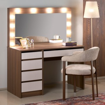 Masă de toaletă AMORIO, 120 x 55 cm, cașmir/decor nuc