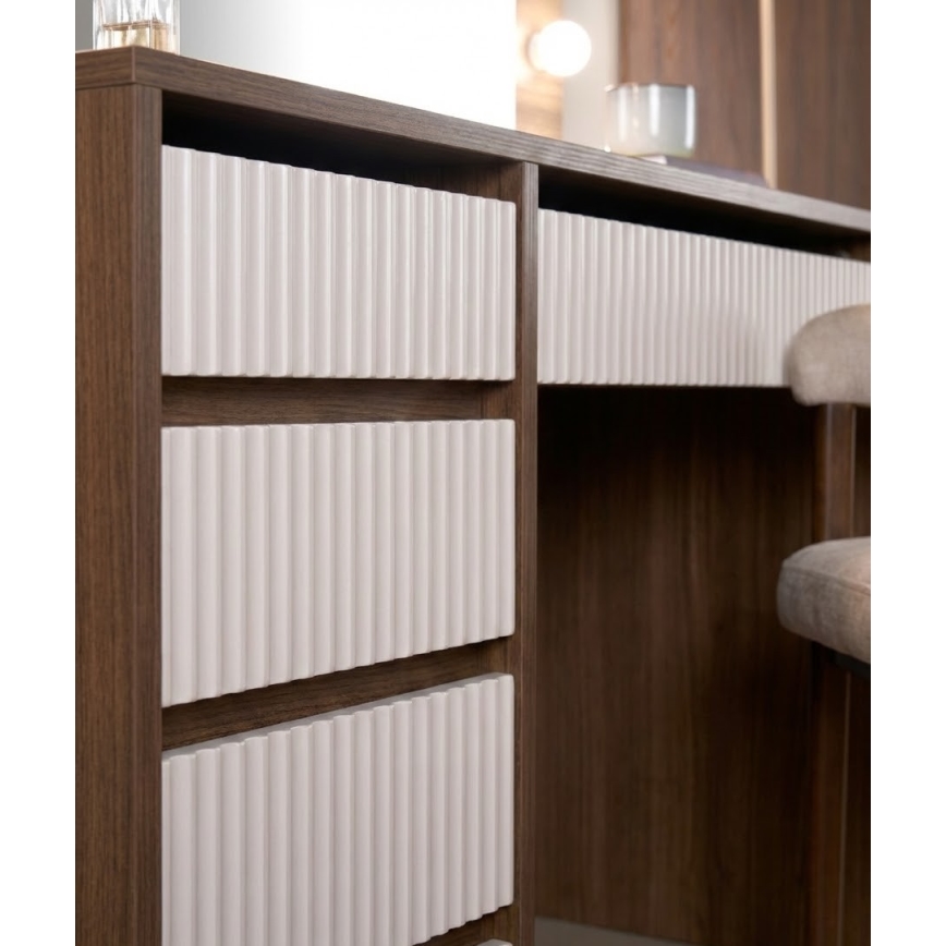 Masă de toaletă AMORIO, 120 x 55 cm, cașmir/decor nuc