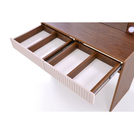 Masă de toaletă AMORIO 94x43 cm cașmir/decor nuc