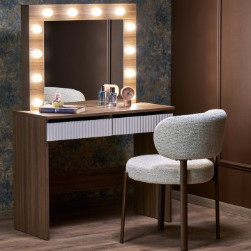 Masă de toaletă AMORIO, cașmir/decor nuc