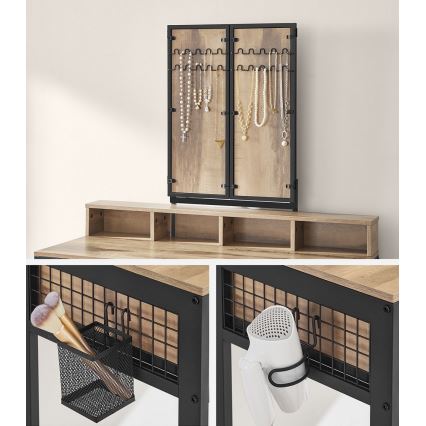 Masă de toaletă cu taburet FLORA, 28,6x42 cm, maro/negru