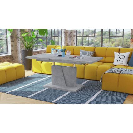 Masă extensibilă de cafea/servire NINO cu blat cu mecanism de ridicare, beton gri