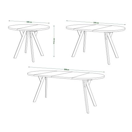 Masă extensibilă de dining ARTUR, neagră