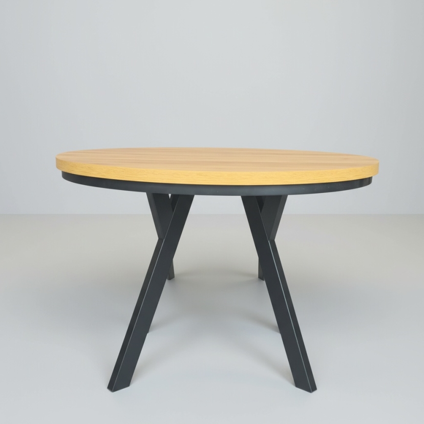 Masă extensibilă de dining CENTRO 100/140 x 77 cm, stejar craft/negru