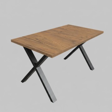 Masă extensibilă de dining DOMO, 150/190x80 cm, stejar Lefkas/negru