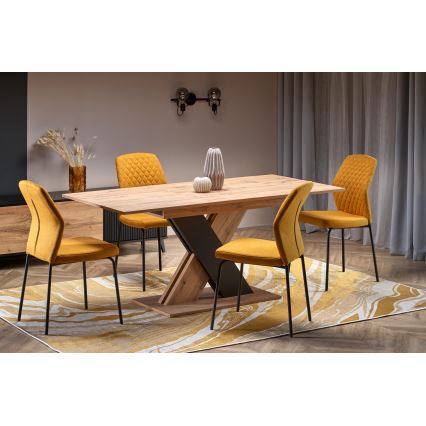 Masă extensibilă de dining DROM 130/175x85 cm stejar wotan/negru