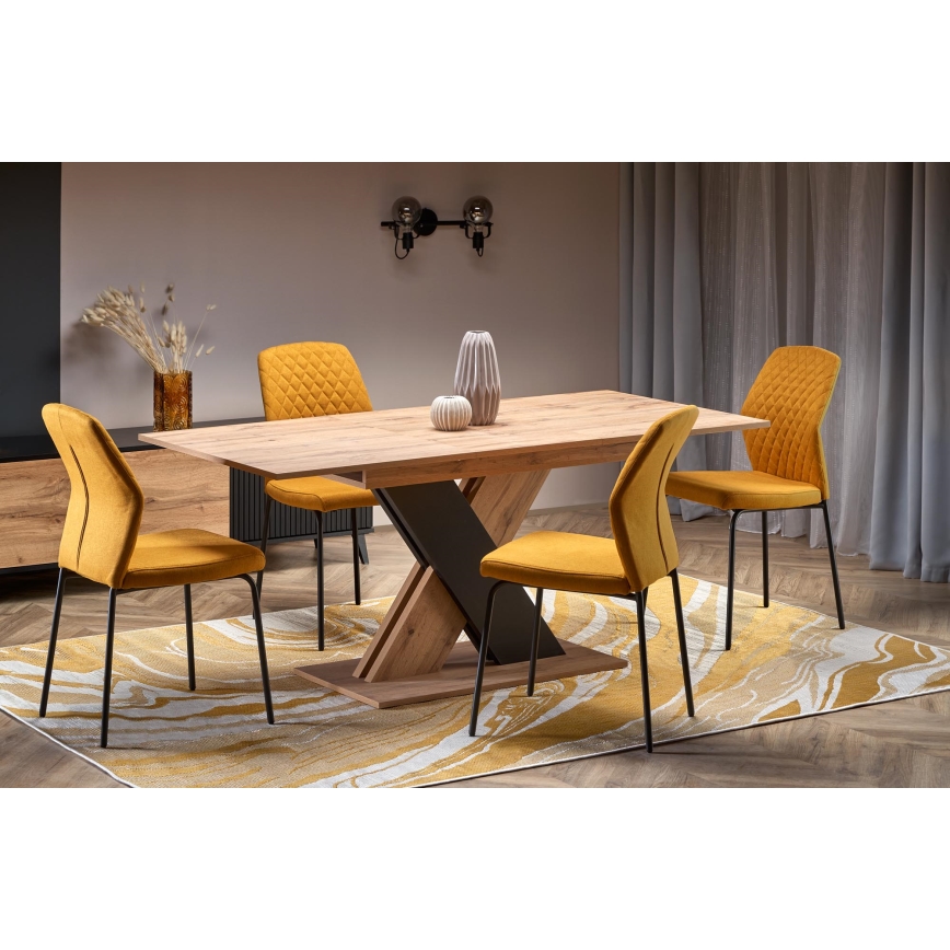 Masă extensibilă de dining DROM 130/175x85 cm stejar wotan/negru