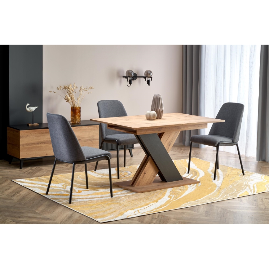 Masă extensibilă de dining DROM 130/175x85 cm stejar wotan/negru