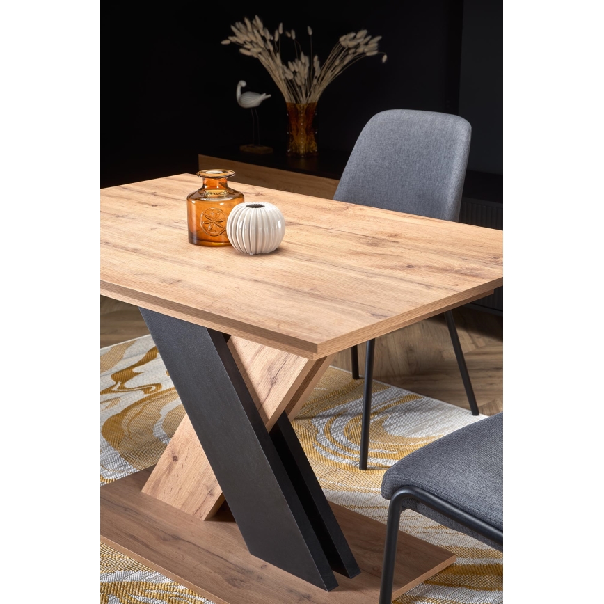 Masă extensibilă de dining DROM 130/175x85 cm stejar wotan/negru