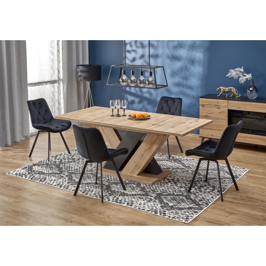 Masă extensibilă de dining DROM 160/200x90 cm stejar wotan/negru