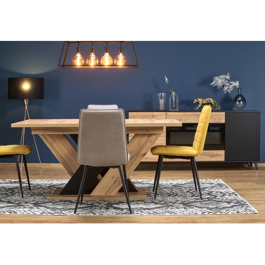 Masă extensibilă de dining DROM 160/200x90 cm stejar wotan/negru