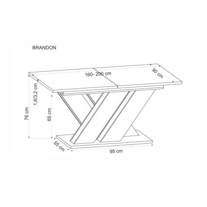 Masă extensibilă de dining DROM 160/200x90 cm stejar wotan/negru