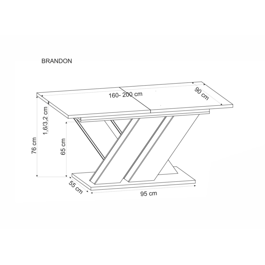 Masă extensibilă de dining DROM 160/200x90 cm stejar wotan/negru