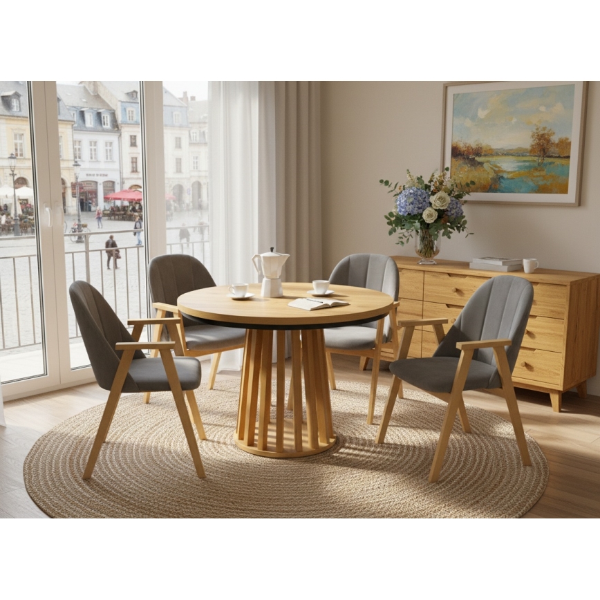 Masă extensibilă de dining NEXUS 100/140x77 cm stejar craft/negru