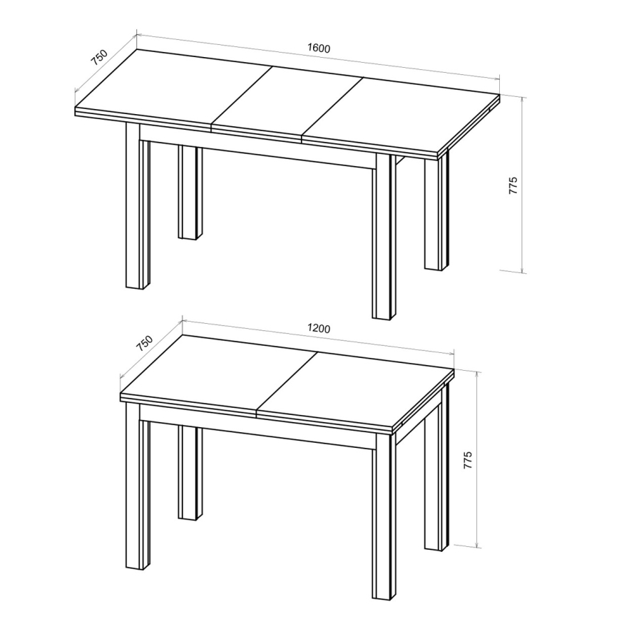 Masă extensibilă DOO, stejar artisan/negru