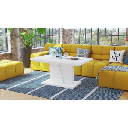 Masă extensibilă NINO pentru living și dining, cu blat înălțabil, albă