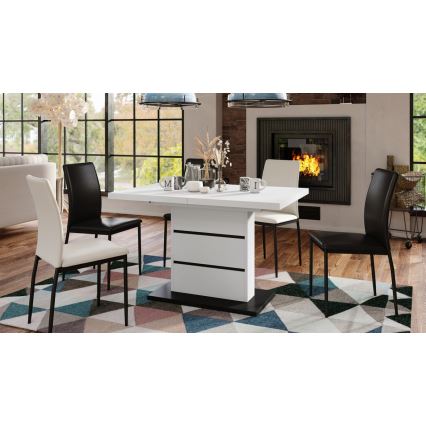 Masă de dining extensibilă PAOLO alb/negru