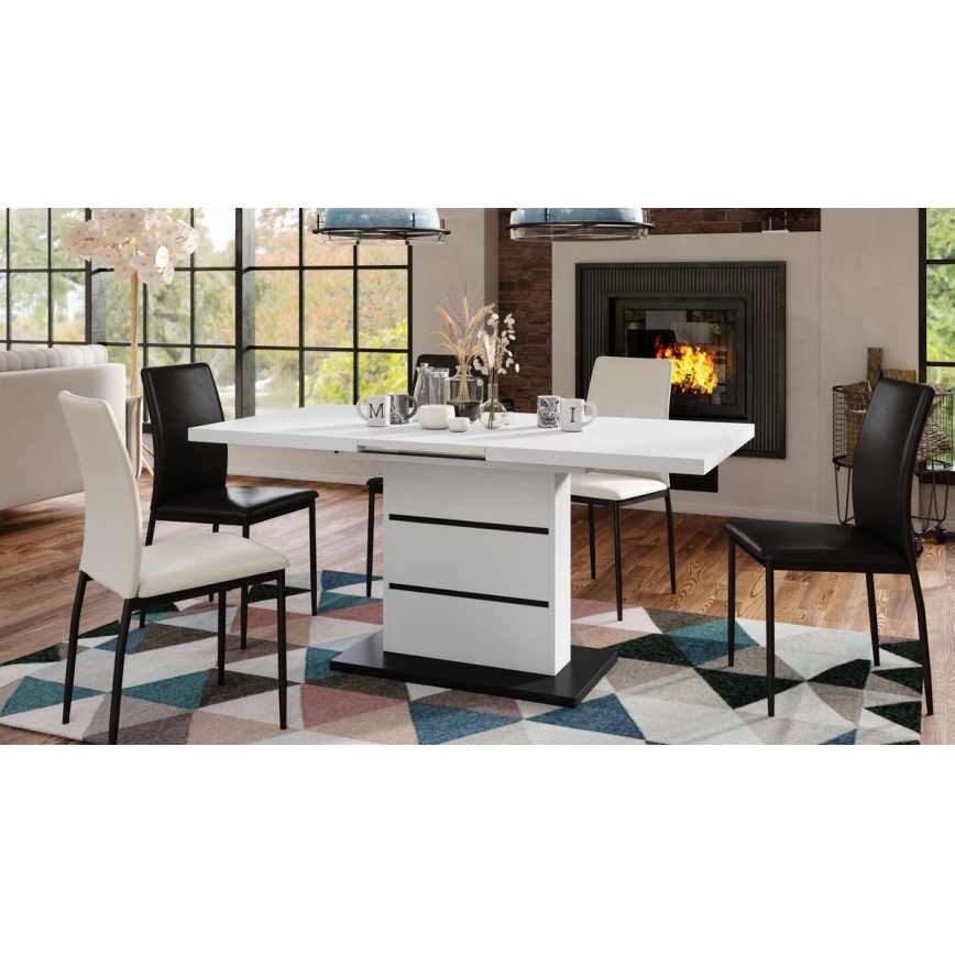 Masă de dining extensibilă PAOLO alb/negru