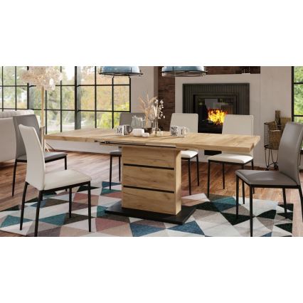 Masă de dining extensibilă PAOLO stejar craft/negru