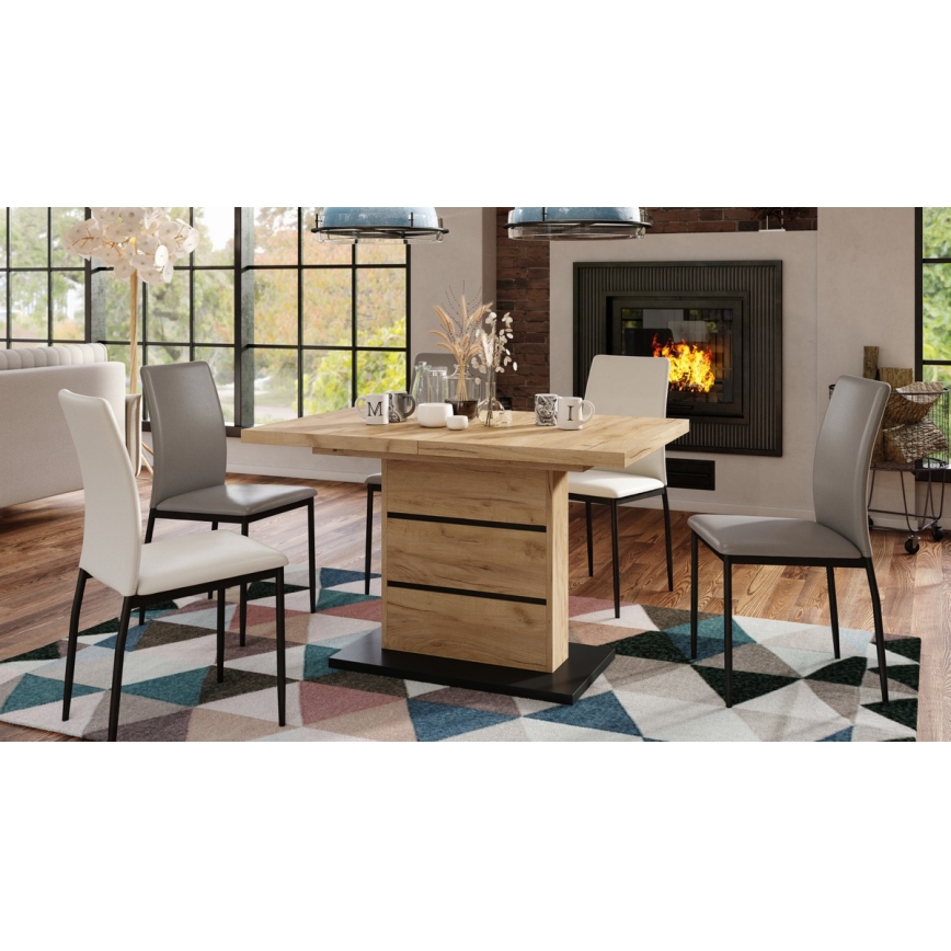 Masă de dining extensibilă PAOLO stejar craft/negru