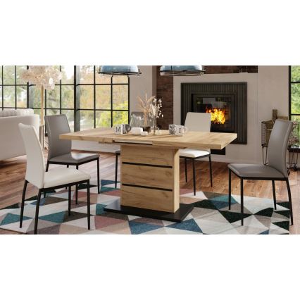 Masă de dining extensibilă PAOLO stejar craft/negru