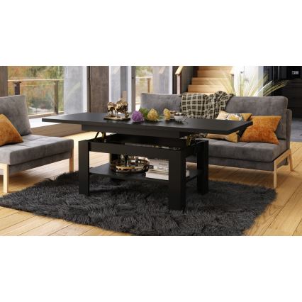 Masă extensibilă ROY pentru living și dining cu mecanism de ridicare, negru